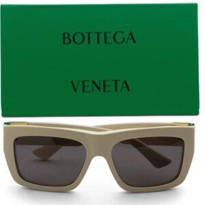 Bottega Veneta 57mm Rectangular Sunglasses Beige